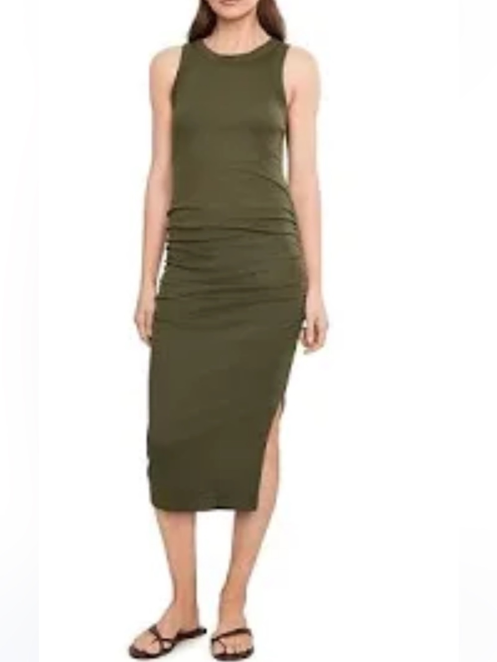 Michael Stars Peach Tank Ruched Midi Dress Medium M